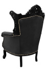 Grand Rococo baroka krēsls melns samts un spīdīgi melns