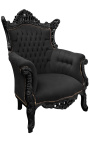 Grand Rococo Barok fauteuil zwart fluweel en glanzend zwart