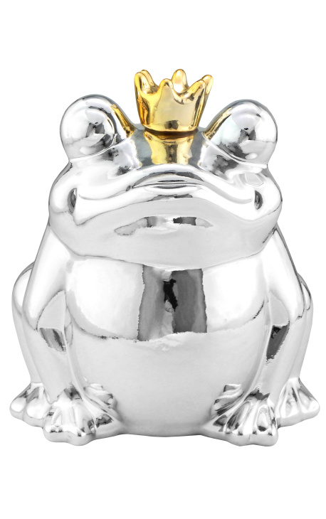 Money bank silvered ceramic frog