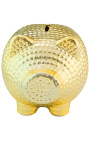 Cerdo de banco de plata en cerámica martillada dorada