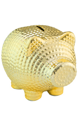 Pinigų banko kiaulė iš auksinės kalamos keramikos
