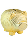 Svinja iz banke u zlatnoj čekićanoj keramici