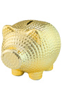 Парична банка прасе от златиста кована керамика