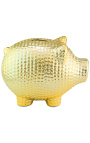 Porc de bancă de bani din ceramică aurie ciocănită