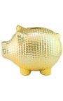 Денежный банк свинья в золотой забитой керамике