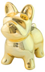 Money bank bulldog in golden ceramic