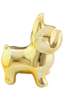 Money bank bulldog in golden ceramic
