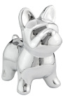 Money bank bulldog in silver ceramic