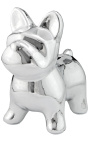 Bulldog de bancă de bani din ceramică argintie