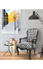 Baroka krēsla luija xv stila zebra un melna lakota koksne