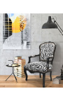 Barokní křeslo zebra ve stylu Louis XV a černě lakované dřevo
