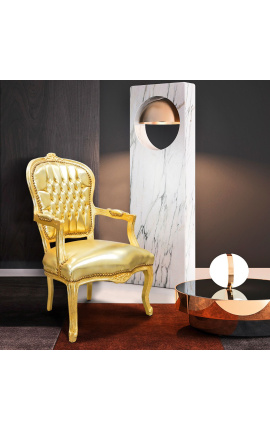 Бароков фотьойл в стил Луи XV златна изкуствена кожа и златно дърво