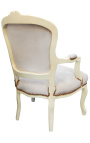 Fauteuil van beige en beige hout in Lodewijk XV-stijl