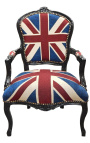 "Union Jack" barock fåtölj av Louis XV stil och svart trä