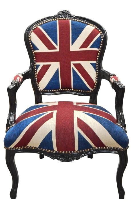 "Union Jack" louis XV stiliaus baroko kėdė iš juodo medžio