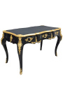 Stort barok skrivebord i Louis XV stil med 3 skuffer, sort