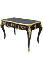 Big baroque desk Louis XV style with 3 drawers, black