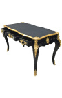 Stort barok skrivebord i Louis XV stil med 3 skuffer, sort