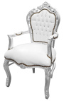 Стиль рококо стул барокко белый кожаный и серебро дерево