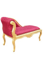 Tessuto in raso rosso meridiano stile Luigi XV e legno d'oro
