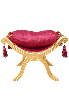 "La panchina "Dagobert" di satinato rosso e legno dorato