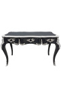Stort barok skrivebord i Louis XV stil med 3 skuffer, sort