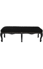 Flat Bench Louis XV stiliaus juodas aksominis audinys ir juoda mediena