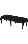 Flat Bench Louis XV stiliaus juodas aksominis audinys ir juoda mediena