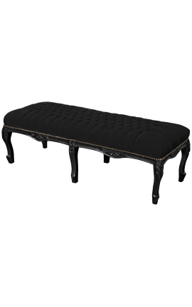 Čierna zamatová látka Flat Bench v štýle Louis XV a čierne drevo