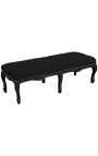 Flat Bench Louis XV stiliaus juodas aksominis audinys ir juoda mediena