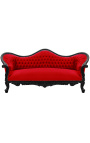 Sofa barokowe Napoléon III czarny velvet i czarny lakierowany drewno