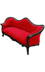 Sofa barokowe Napoléon III czarny velvet i czarny lakierowany drewno