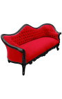 Barok Sofa Napoléon III zwart velvet en zwart lacquered hout