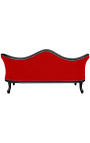 Canapé baroque Napoléon III tissu velours rouge et bois laqué noir