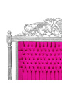 Barok hoofdeinde bed fuchsia fluwelen stof en zilverhout