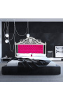 Tête de lit Baroque en velours fuchsia et bois argenté