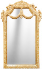 Consolle a mezzaluna con specchiera in stile barocco in legno dorato e marmo bianco