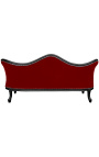 Barroco Sofa Napoléon III estilo burdeos terciopelo y madera lacada negra