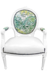 [Limited Edition] Барокко кресло Louis XVI стиль с набивным рисунком из листвы и белого дерева