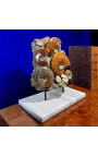 Großer Ammonitenblock auf weißem Marmorträger (Block 1)