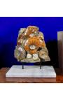 Stor blokk med ammonitter på hvit marmorstøtte (Blokk 1)