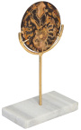 Black disk with ammonites on a gilded base and white marble (Small model)