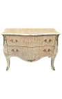 Large Louis XV style chest of drawers oak cérusé beige patina