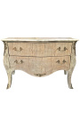 Large Louis XV style chest of drawers oak cérusé beige patina