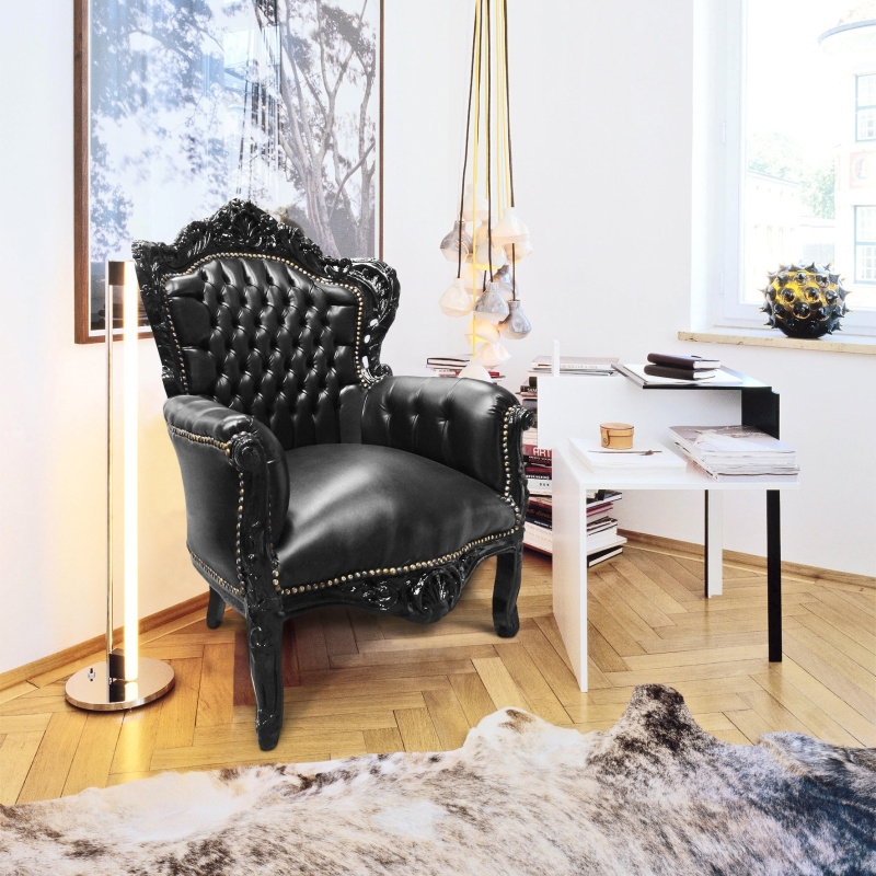 FAUTEUIL CLUB SIMILI CUIR NOIR