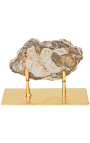 Fossilized wood on a gold metal stand Model 2