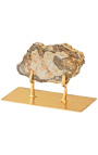 Madeira fossilizada em suporte de metal dourado Modelo 2