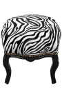 Baroque footrest Louis XV zebra fabric and black wood