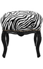 Barock fotpall Louis XV Zebra tyg och svart trä - 1