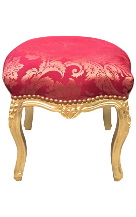 Baroka pēdas Louis XV Stils "Gobelins" sarkans audums un zelta koksne - 1